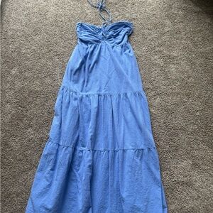 Blue Strapless Maxi Dress